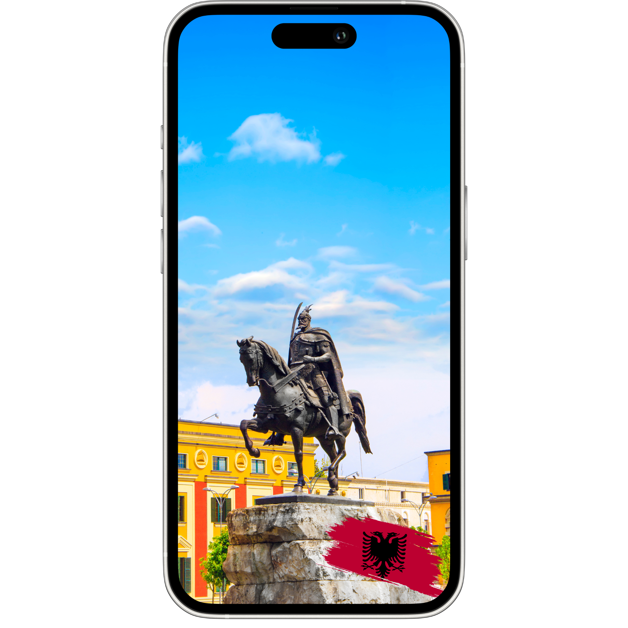 Traveler using eSIM for Albania with ESimAllo on smartphone